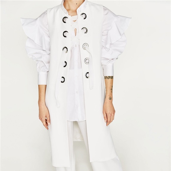 Zara White Grommet Vest Size S - Picture 1 of 2